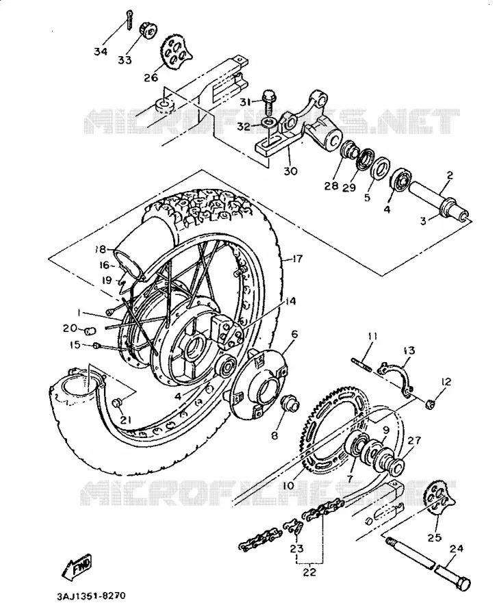 ROUE ARRIERE Yamaha MOTO 600 1989 XTZ  XT600Z