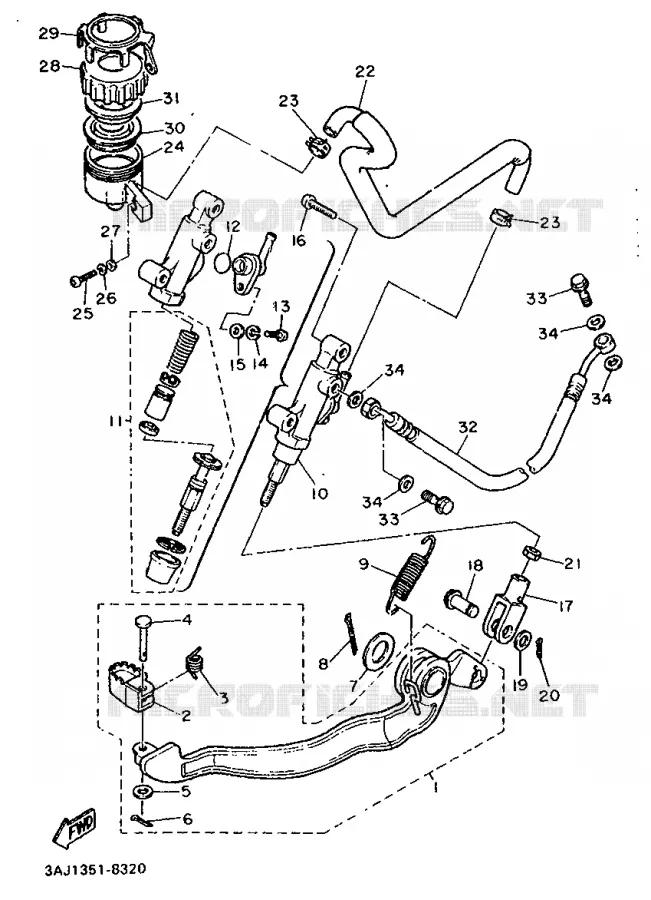 MAITRE CYLINDRE DE FREIN ARRIERE Yamaha MOTO 600 1989 XTZ  XT600Z