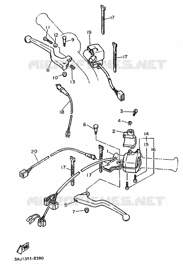 COMMODO / LEVIER Yamaha MOTO 600 1990 XTZ  XT600Z