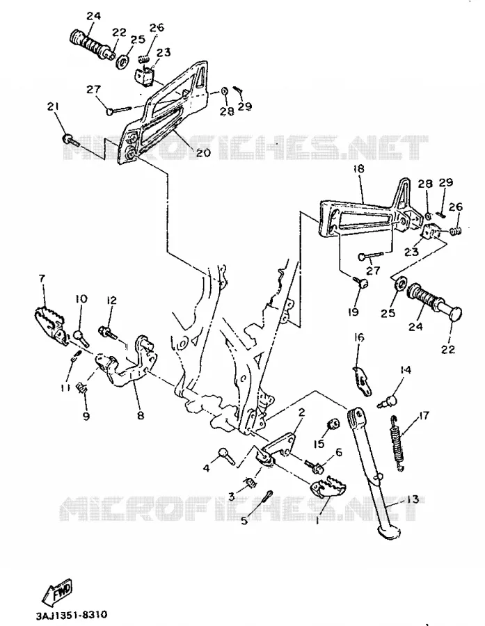 SUPPORT / REPOSE PIEDS Yamaha MOTO 600 1990 XTZ  XT600Z