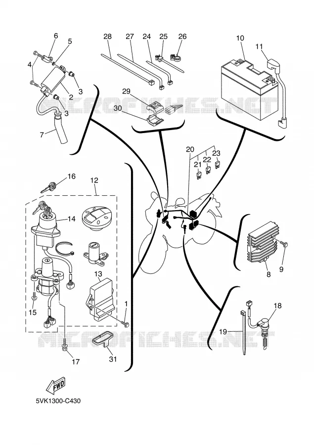 PARTIE ELECTRIQUE 1 Yamaha MOTO 660 2005 XTR  XT660R