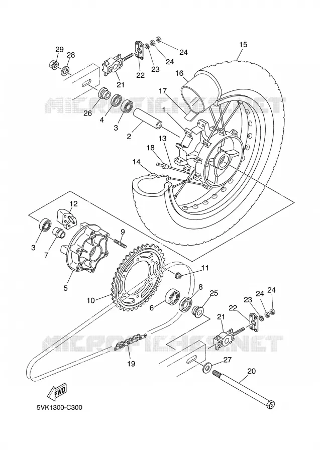 ROUE ARRIERE Yamaha MOTO 660 2005 XTR  XT660R