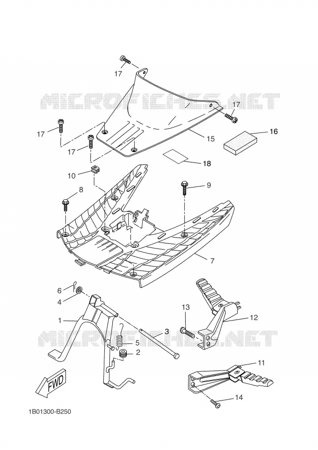 SUPPORT / REPOSE PIEDS Yamaha SCOOTER 50 2005 NEXT GENERATION  CW50RS