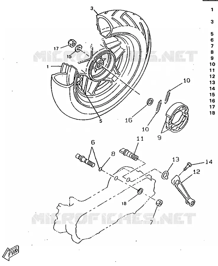 ROUE ARRIERE Yamaha SCOOTER 50 1998 ROCKET  CW50RSP