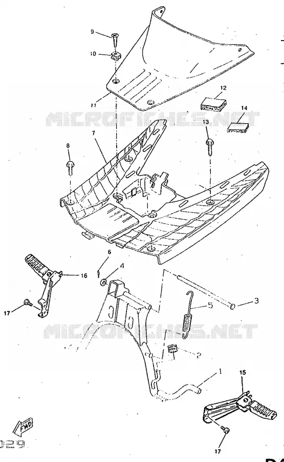 SUPPORT / REPOSE PIEDS Yamaha SCOOTER 50 1998 ROCKET  CW50RSP