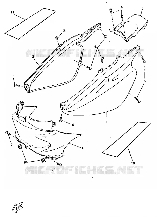 COUVERCLE LATERAL Yamaha SCOOTER 50 1998 BOOSTER  CW50RSX