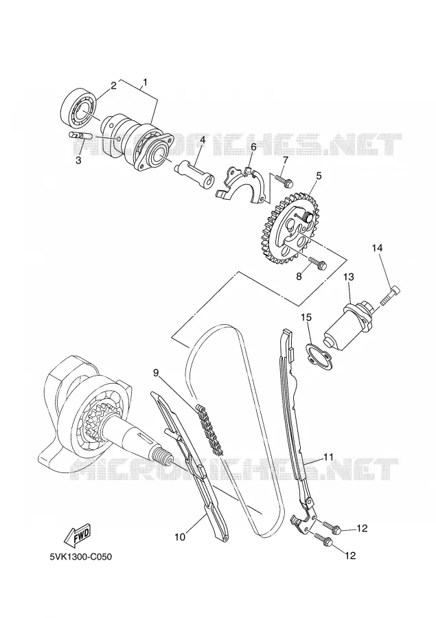 ARBRE A CAMES / CHAINE DE DISTRIBUTION Yamaha MOTO 660 2006 XTR  XT660R