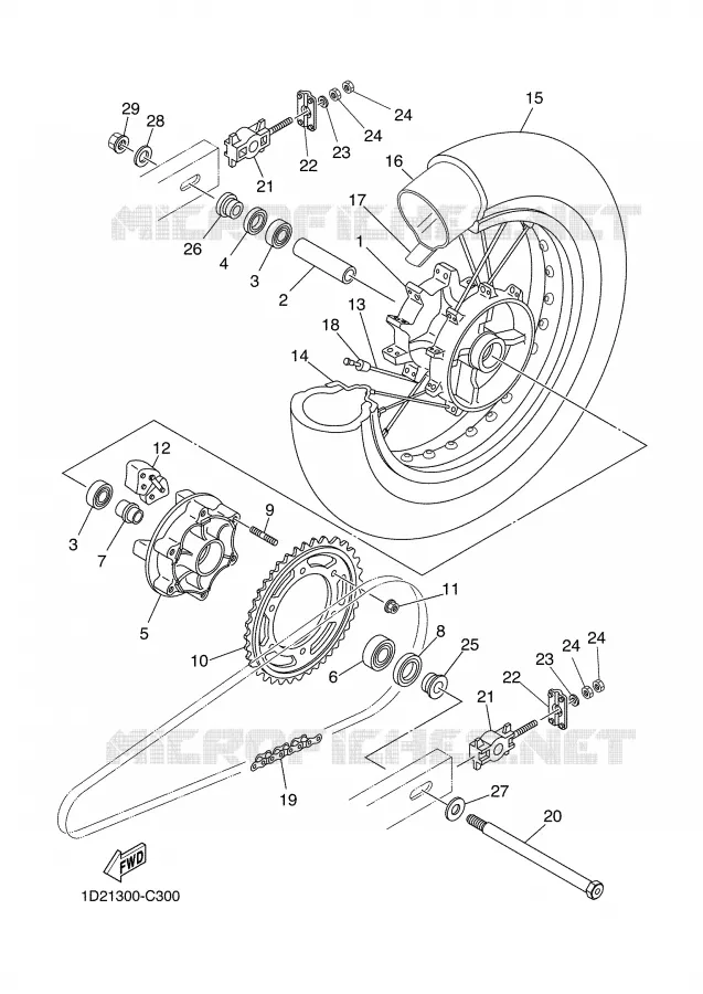 ROUE ARRIERE Yamaha MOTO 660 2004 XTX  XT660X