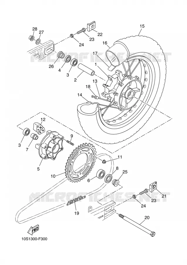 ROUE ARRIERE Yamaha MOTO 660 2007 XTX  XT660X