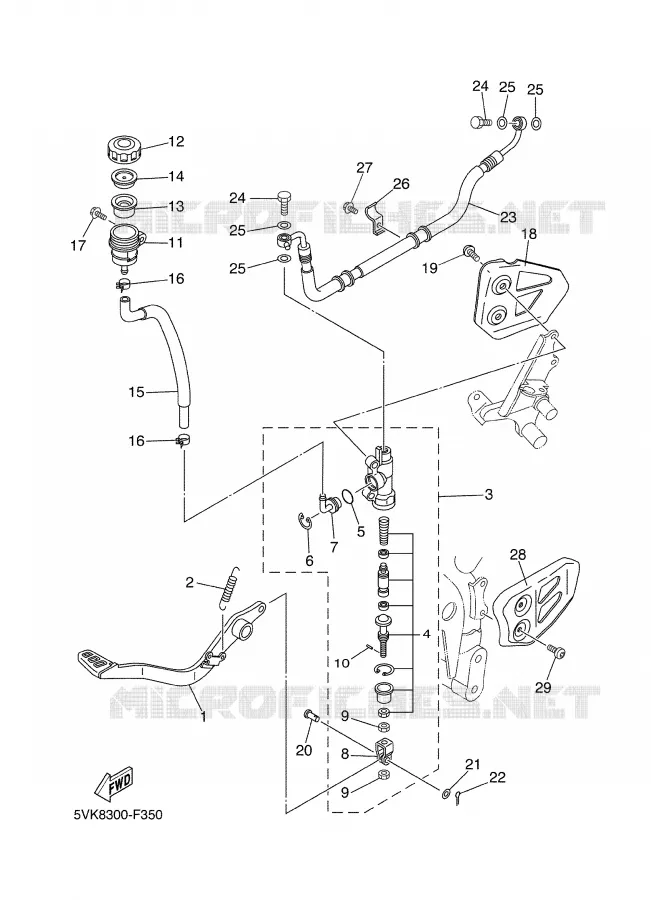 MAITRE CYLINDRE DE FREIN ARRIERE Yamaha MOTO 660 2007 XTX  XT660X