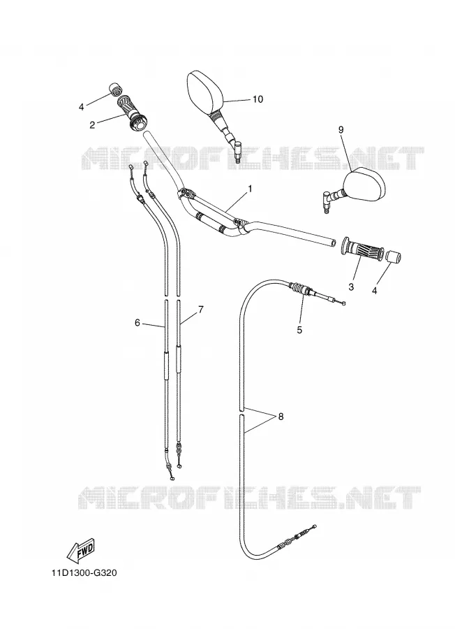 GUIDON ET CABLES Yamaha MOTO 660 2008 TENERE  XT660Z TENERE