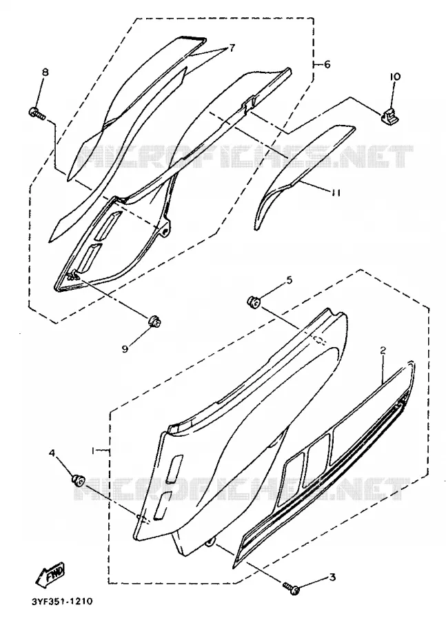 COUVERCLE LATERAL Yamaha MOTO 660 1991 TENERE  XTZ660