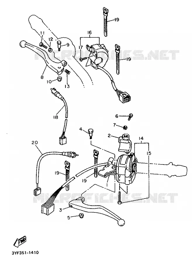 COMMODO / LEVIER Yamaha MOTO 660 1992 TENERE  XTZ660