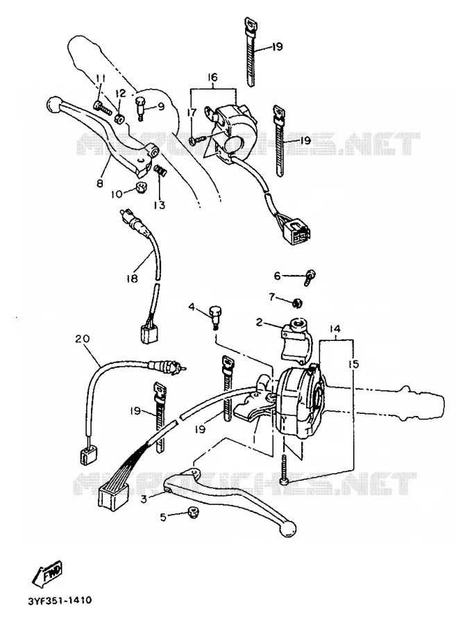 COMMODO / LEVIER Yamaha MOTO 660 1992 TENERE  XTZ660