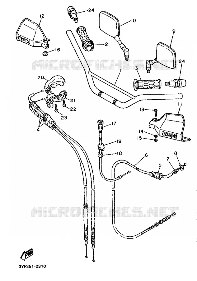 GUIDON ET CABLES Yamaha MOTO 660 1993 TENERE  XTZ660
