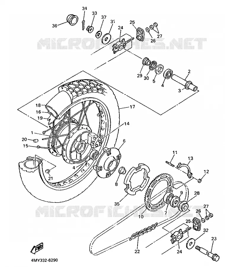 ROUE ARRIERE Yamaha MOTO 660 1996 TENERE  XTZ660