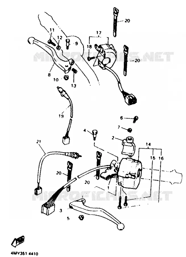 COMMODO / LEVIER Yamaha MOTO 660 1996 TENERE  XTZ660