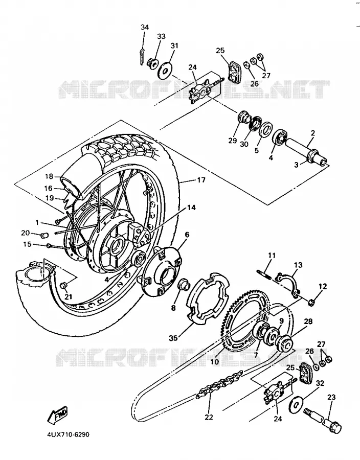 ROUE ARRIERE Yamaha MOTO 660 1996 TENERE  XTZ660