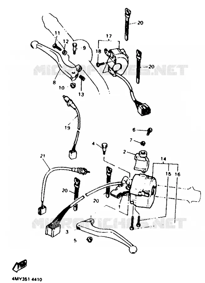 COMMODO / LEVIER Yamaha MOTO 660 1996 TENERE  XTZ660