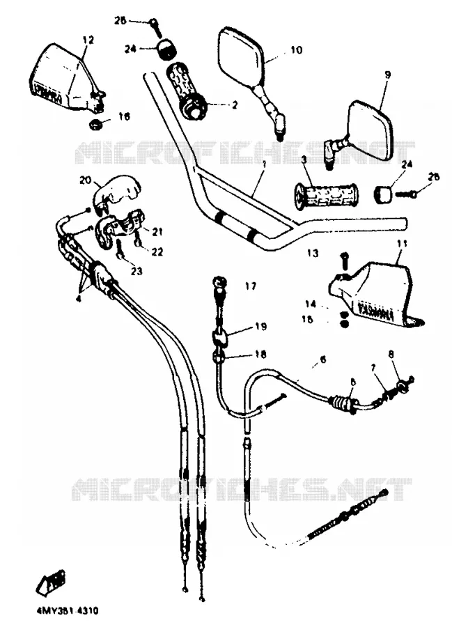 GUIDON ET CABLES Yamaha MOTO 660 1994 TENERE 25KW  XTZ660 (25KW)