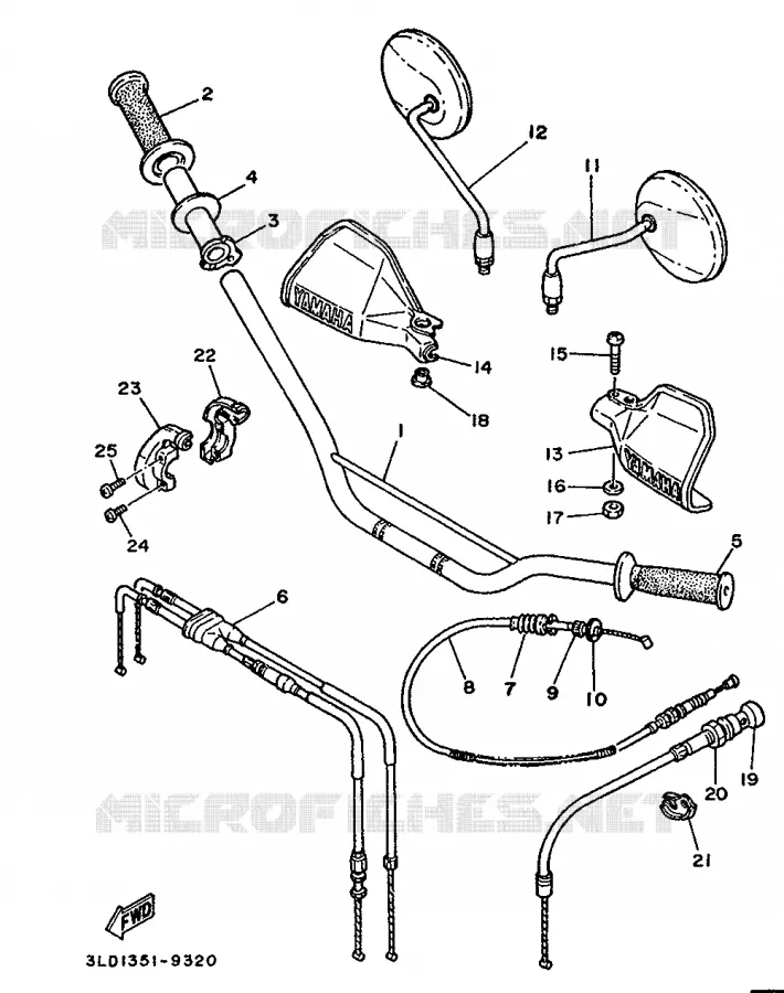 GUIDON ET CABLES Yamaha MOTO 750 1990 SUPERTENERE  XTZ750