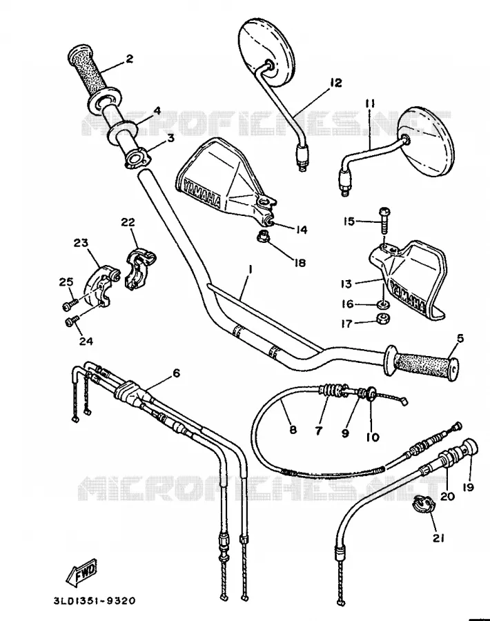 GUIDON ET CABLES Yamaha MOTO 750 1990 SUPERTENERE  XTZ750