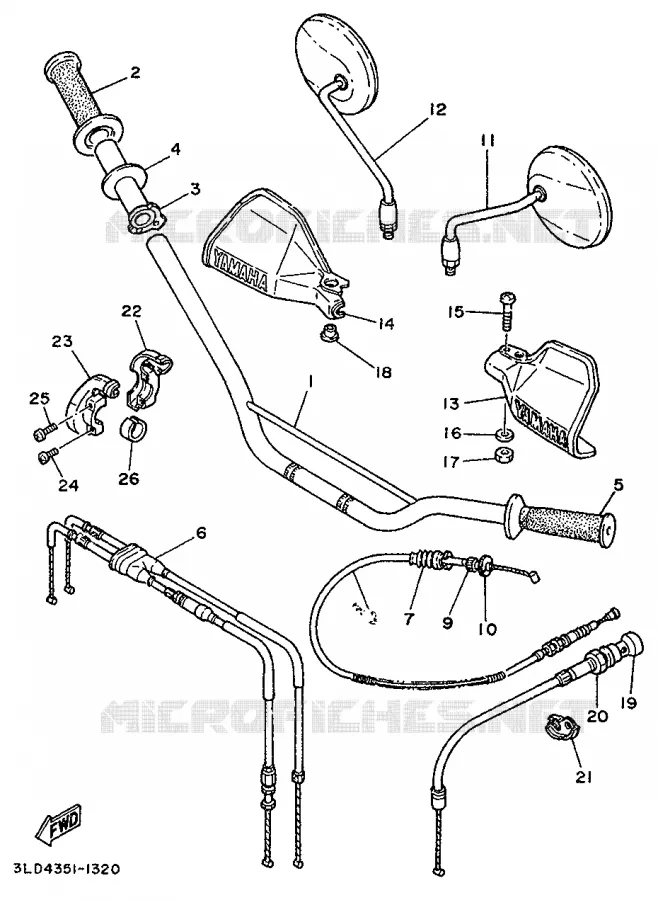 GUIDON ET CABLES Yamaha MOTO 750 1991 SUPERTENERE  XTZ750