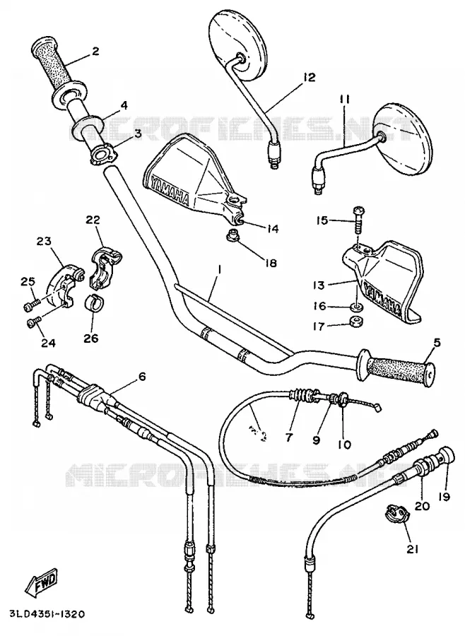 GUIDON ET CABLES Yamaha MOTO 750 1995 TENERE  XTZ750