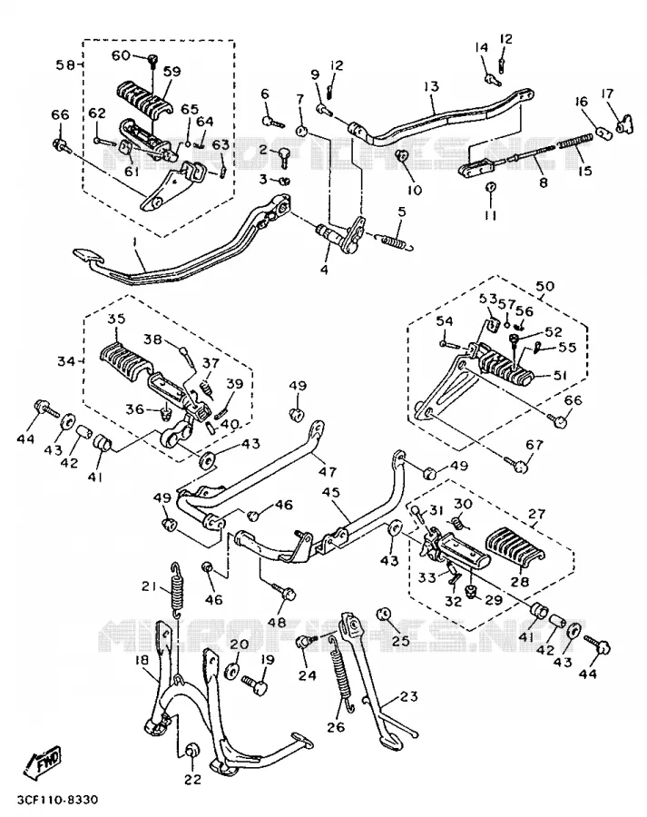 SUPPORT / REPOSE PIEDS Yamaha MOTO 1100 1994 VIRAGO  XV1100