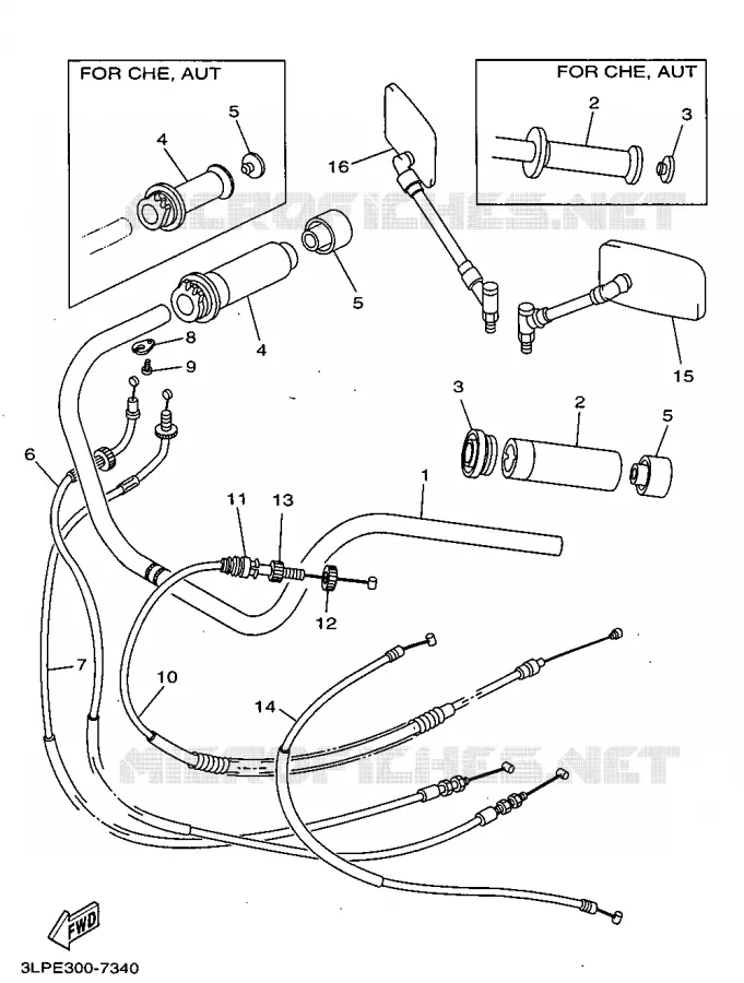 GUIDON ET CABLES Yamaha MOTO 1100 1997 VIRAGO  XV1100