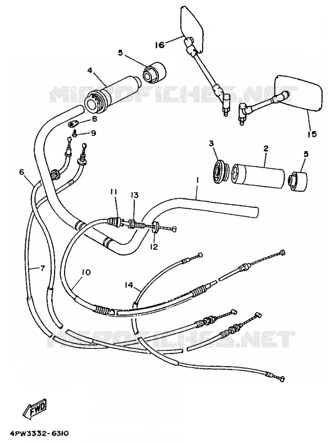 GUIDON ET CABLES Yamaha MOTO 1100 1998 VIRAGO  XV1100