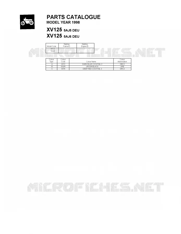 * CATALOG PREFACE * Yamaha MOTO 125 1998 VIRAGO  XV125