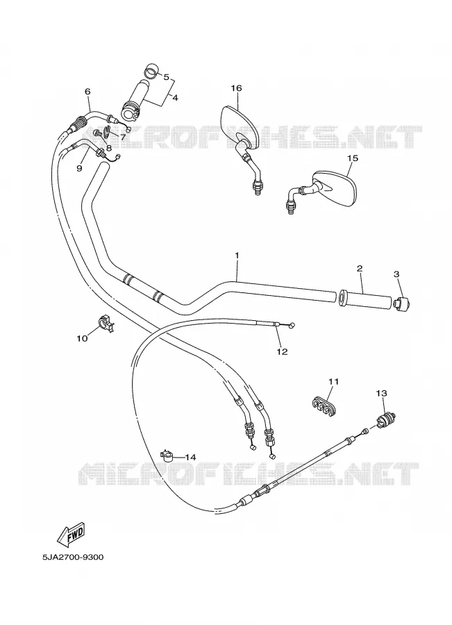 GUIDON ET CABLES Yamaha MOTO 1600 1999 WILDSTAR  XV1600A