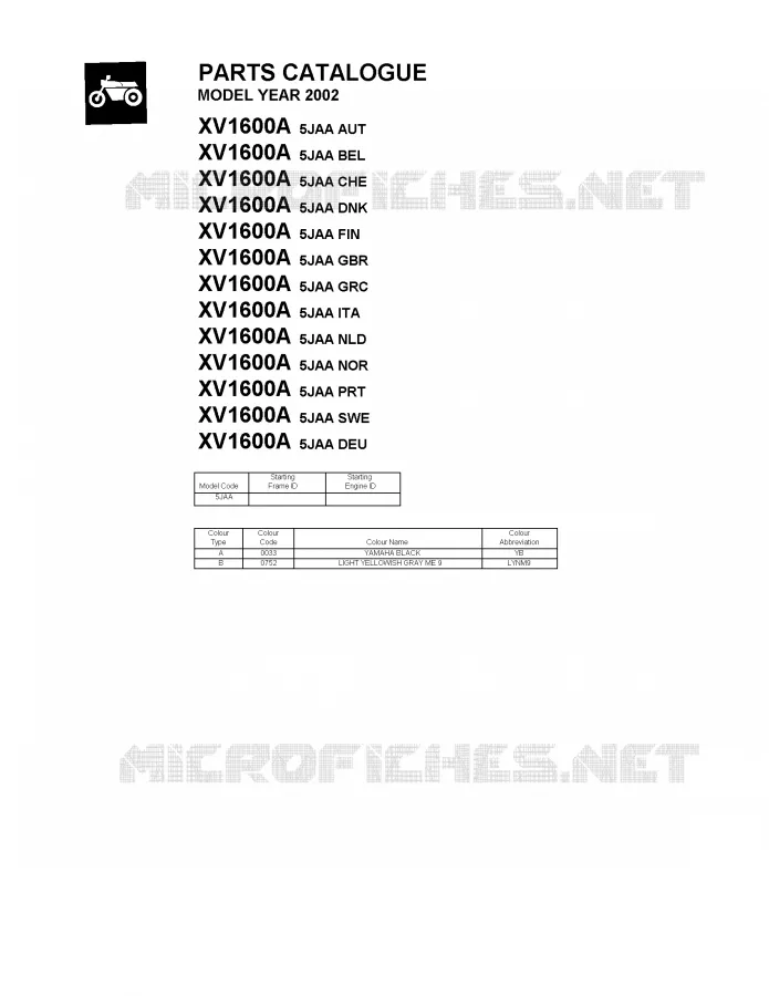 * CATALOG PREFACE * Yamaha MOTO 1600 2002 WILDSTAR  XV1600A