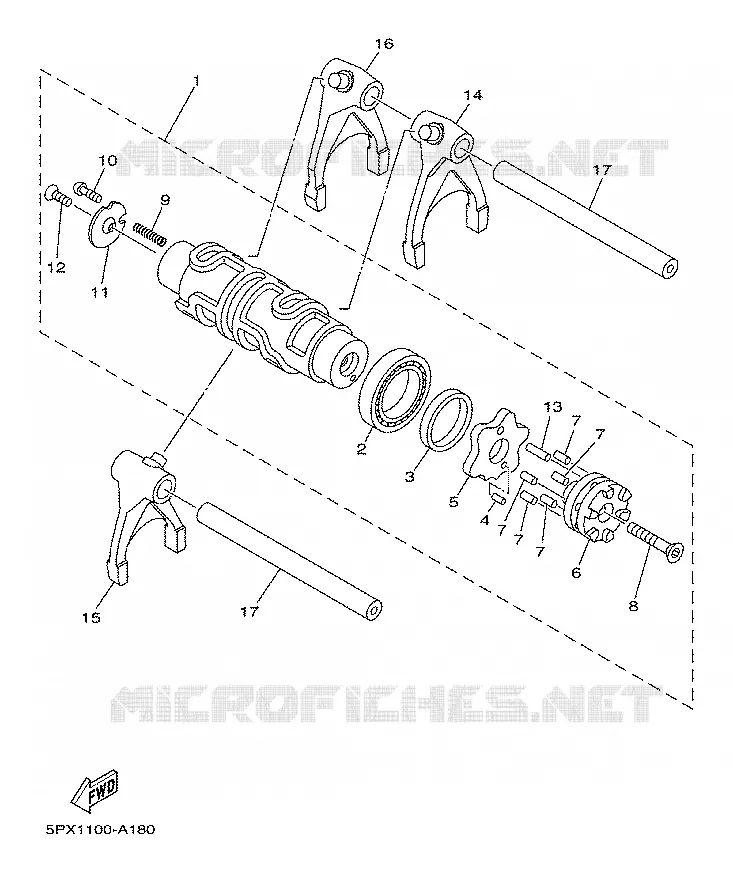 BARILLET DE SELECTION / FOURCHETTES Yamaha MOTO 1700 2003 ROADSTAR WARRIOR  XV17PCRC