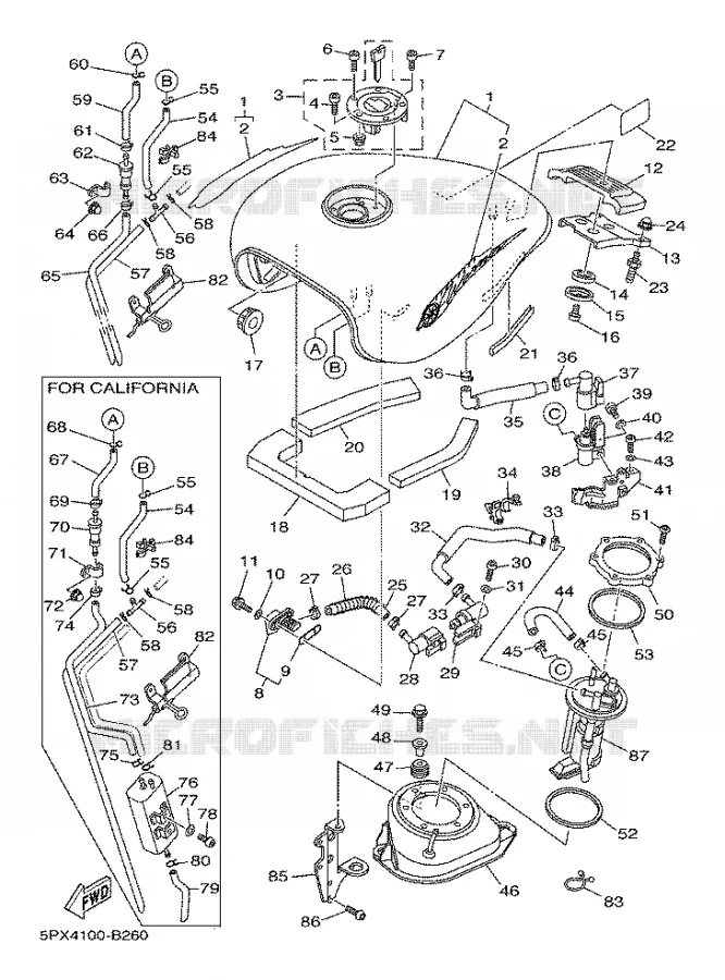 RESERVOIR A ESSENCE Yamaha MOTO 1700 2003 ROADSTAR WARRIOR  XV17PCRC