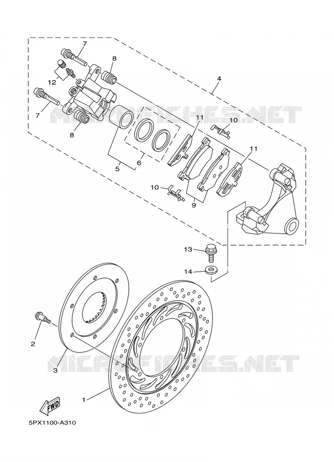 ETRIER DE FREIN ARRIERE Yamaha MOTO 1700 2004 ROADSTAR WARRIOR  XV17PCS