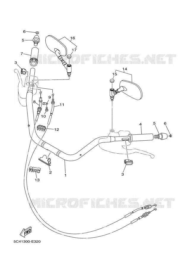 GUIDON ET CABLES Yamaha MOTO 1900 2007 MIDNIGHT STAR  XV1900A