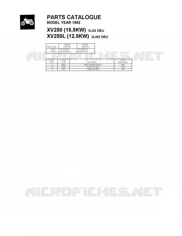 * CATALOG PREFACE * Yamaha MOTO 250 1992 VIRAGO  XV250