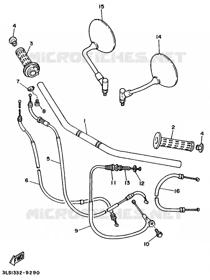 GUIDON ET CABLES Yamaha MOTO 250 1995 VIRAGO  XV250