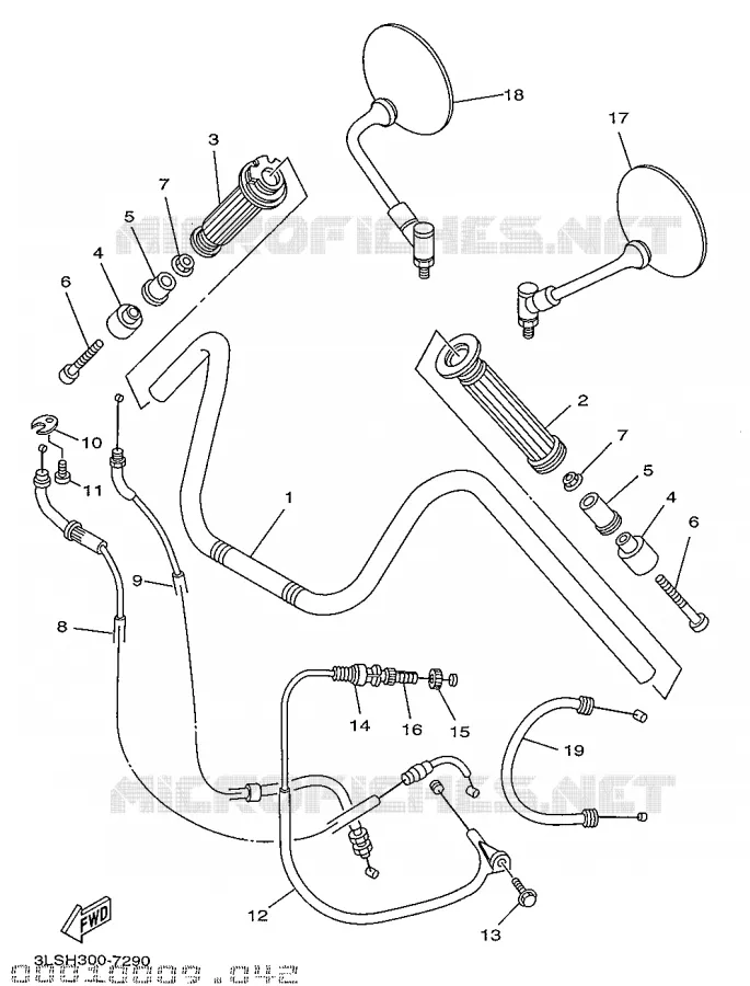 GUIDON ET CABLES Yamaha MOTO 250 1997 VIRAGO  XV250