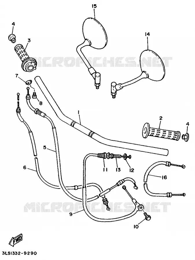 GUIDON ET CABLES Yamaha MOTO 250 1994 VIRAGO  XV250L