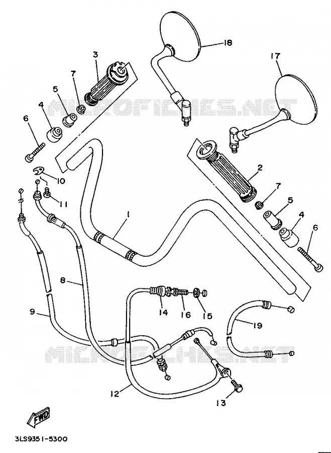 GUIDON ET CABLES Yamaha MOTO 250 1995 VIRAGO  XV250S