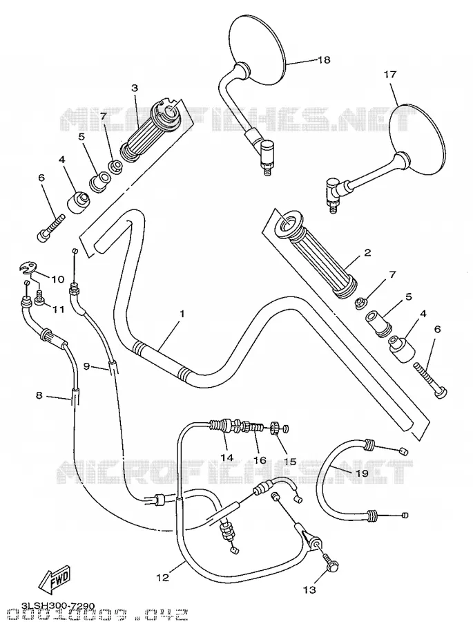 GUIDON ET CABLES Yamaha MOTO 250 1997 VIRAGO  XV250S