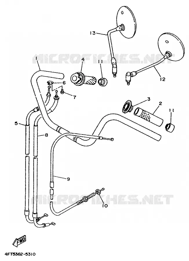 GUIDON ET CABLES Yamaha MOTO 500 1995 VIRAGO  XV500