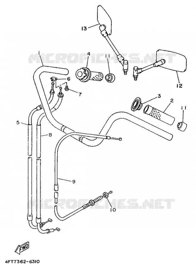 GUIDON ET CABLES Yamaha MOTO 500 1996 VIRAGO  XV500