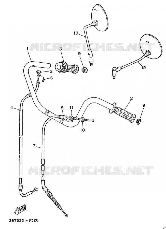 GUIDON ET CABLES Yamaha MOTO 535 1989 VIRAGO  XV535