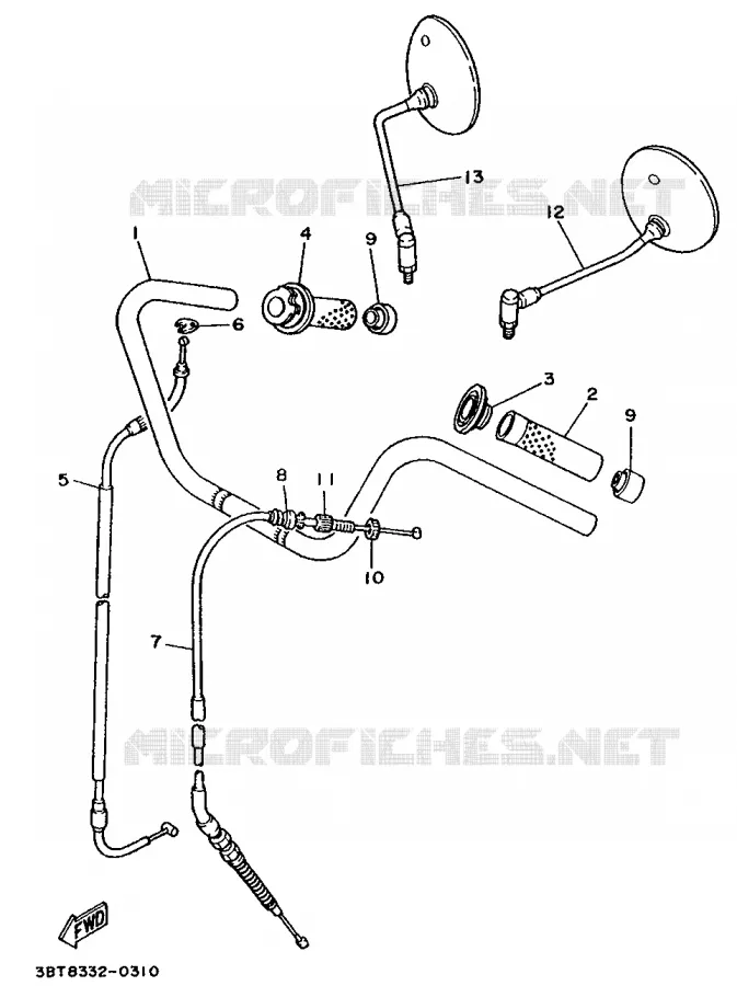 GUIDON ET CABLES Yamaha MOTO 535 1993 VIRAGO  XV535