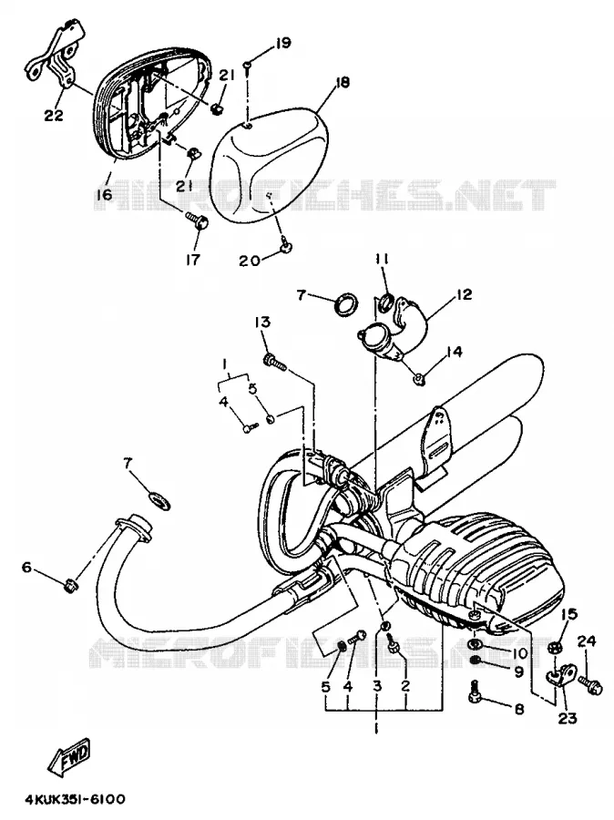 ECHAPPEMENT Yamaha MOTO 535 1996 VIRAGO  XV535