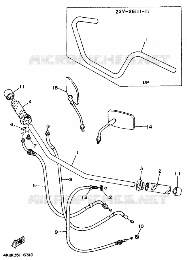 GUIDON ET CABLES Yamaha MOTO 535 1997 VIRAGO  XV535